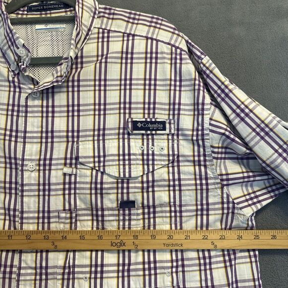 LSU Tigers Columbia Super Bonehead Fishing Shirt Mens Size L Purple Vented L/S - Picture 7 of 10